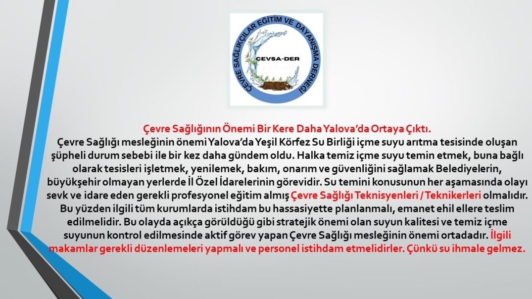 Çevre Sağlığının Önemi Bir Kere Daha Yalova’da Ortaya Çıktı.