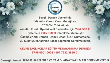 Çevsader 2026 Yılı Aidatı Belirlendi