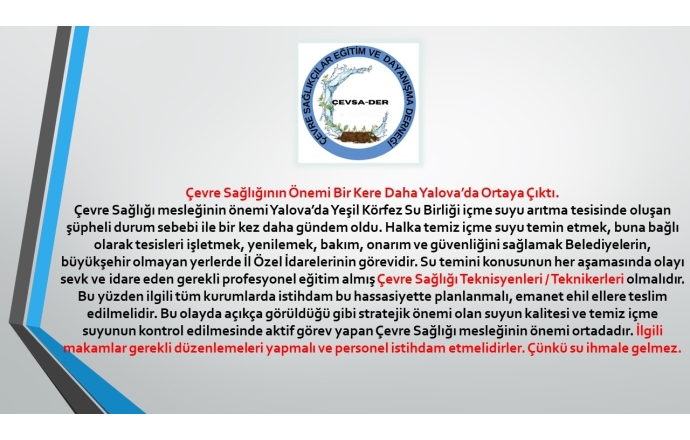 Çevre Sağlığının Önemi Bir Kere Daha Yalova’da Ortaya Çıktı.
