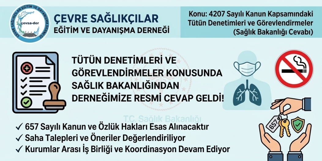 Tütün Denetimleri ve Görevlendirmeler Konusunda Sağlık Bakanlığından Derneğimize Cevap Geldi