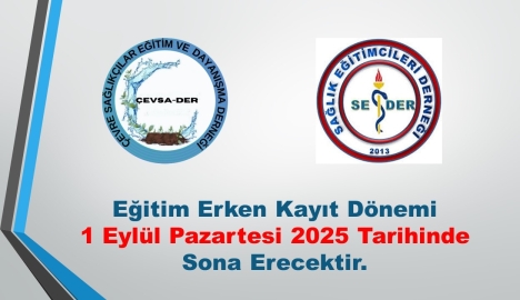 Eğitim Erken Kayıt Dönemi 1 Eylül 2025 Tarihinde Sona Erecektir.